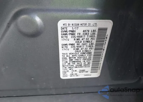 2017 Nissan Rogue Sv from USA, damaged, VIN JN8AT2MVXHW016233